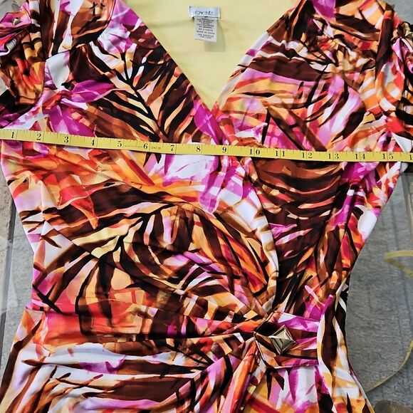 Cache Tropical Print Faux Wrap Tulip Hem Dress Size Small - Picture 13 of 15